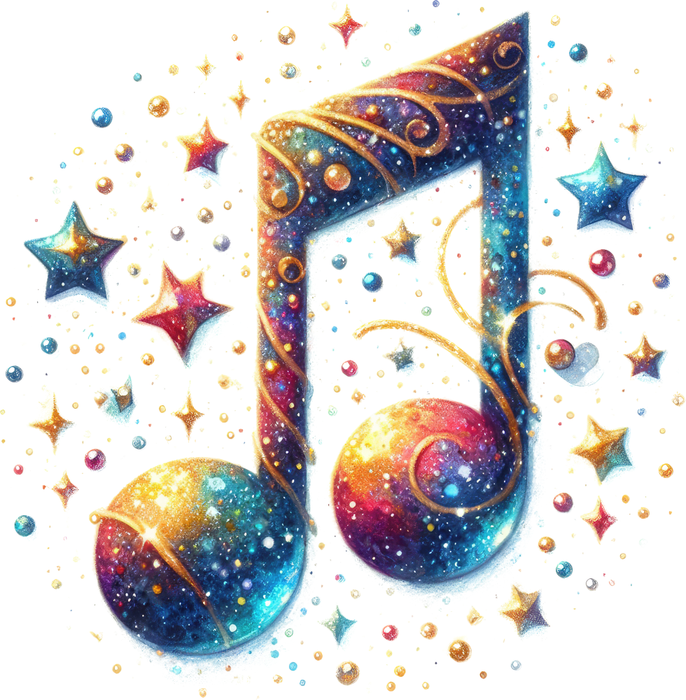Motivtransfer 7266 Musiknote mit buntem Hintergrund