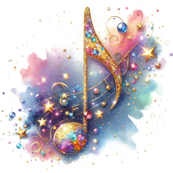 Motivtransfer 7267 Musiknote mit buntem Hintergrund