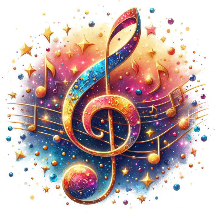 Motivtransfer 7268 Musiknote mit buntem Hintergrund