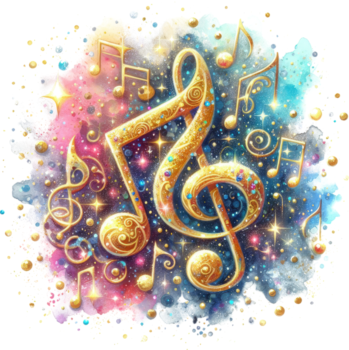 Motivtransfer 7271 Musiknote mit buntem Hintergrund