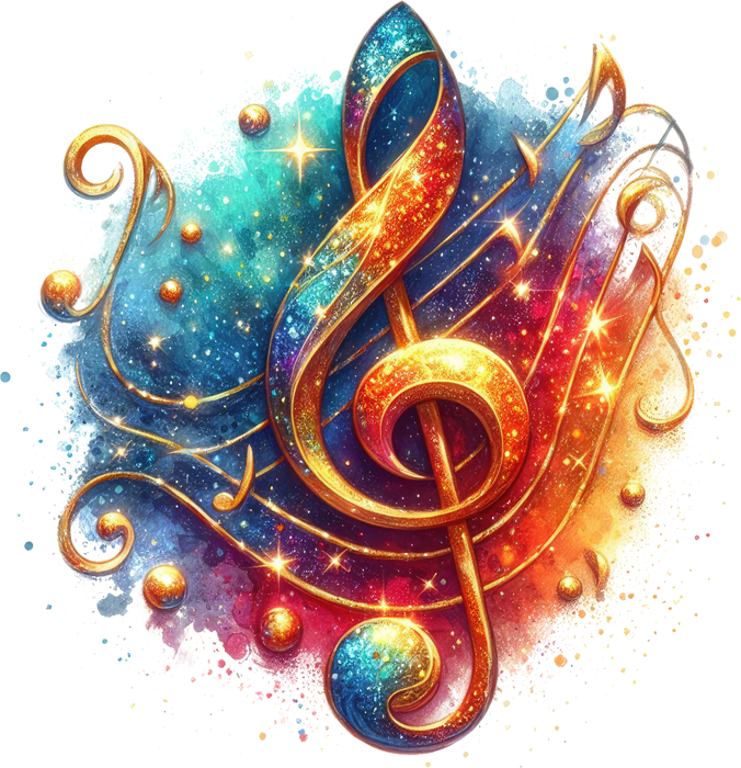 Motivtransfer 7273 Musiknote mit buntem Hintergrund