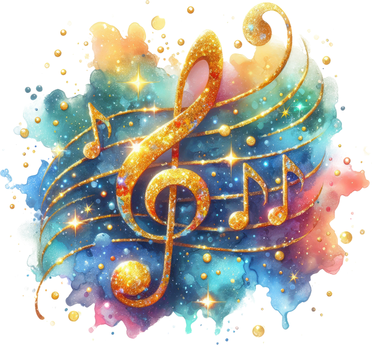 Motivtransfer 7274 Musiknote mit buntem Hintergrund