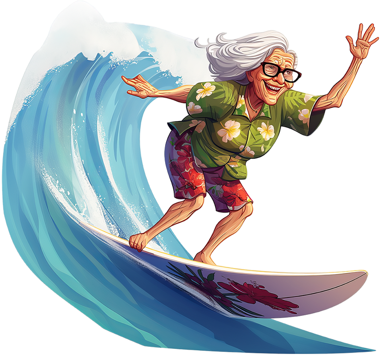 Motivtransfer 7294 Oma beim surfen