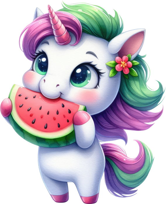 Motivtransfer 7306 Einhorn isst Wassermelone