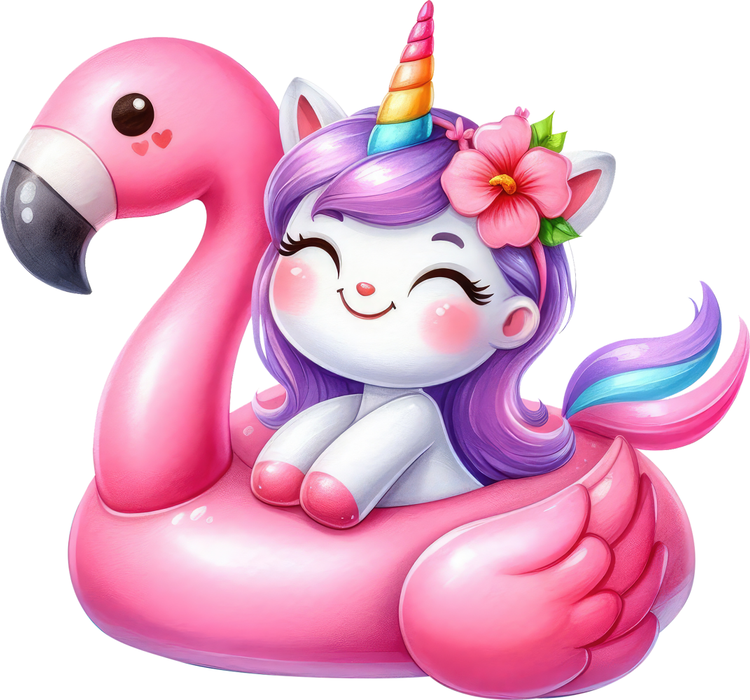 Motivtransfer 7316 Einhorn auf Schwimmflamingo