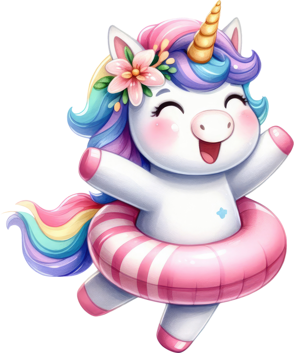 Motivtransfer 7320 Einhorn mit Schwimmreif
