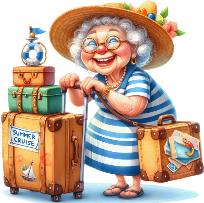 Motivtransfer 7334 Oma mit Koffern