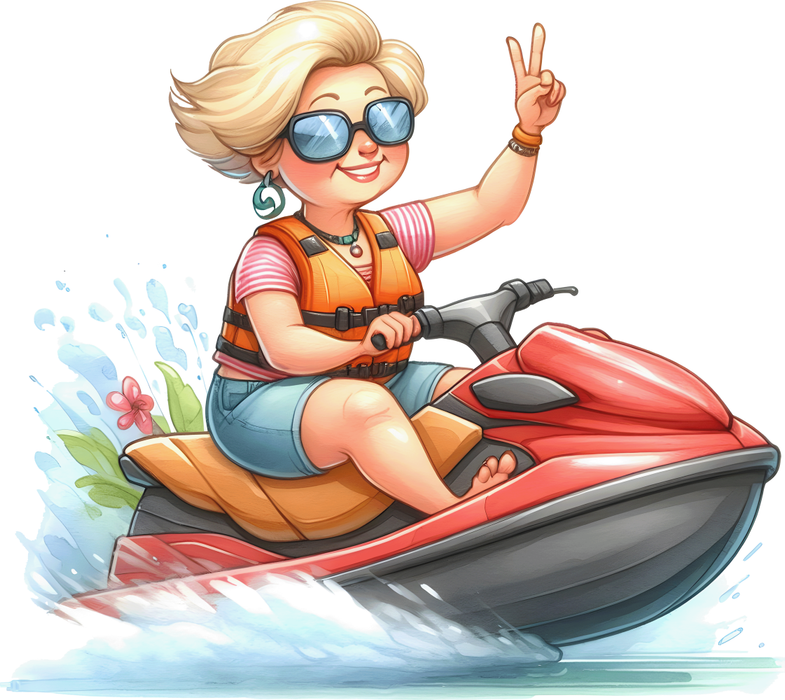 Motivtransfer 7338 Oma auf dem Jetski