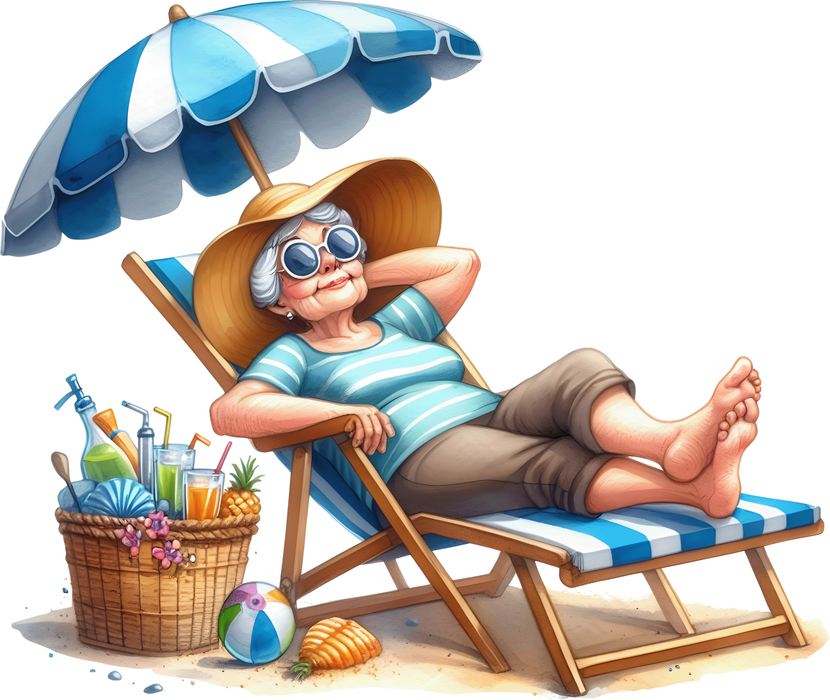 Motivtransfer 7339 Oma im Liegestuhl