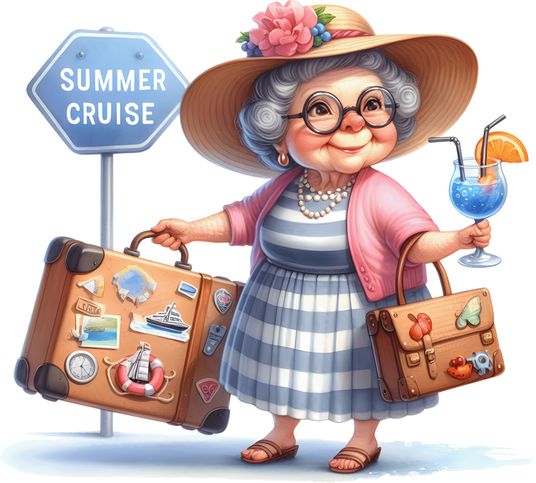 Motivtransfer 7341 Oma mit Koffern