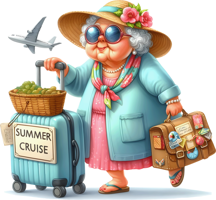 Motivtransfer 7342 Oma mit Koffern