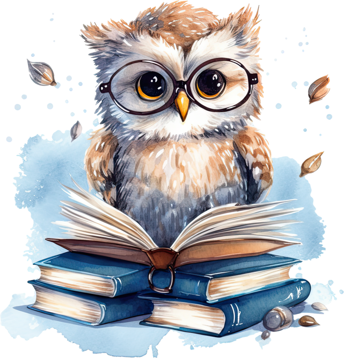 Motivtransfer 7347 Eule liest ein Buch