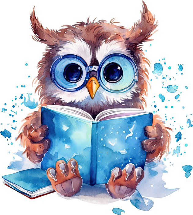 Motivtransfer 7348 Eule liest ein Buch