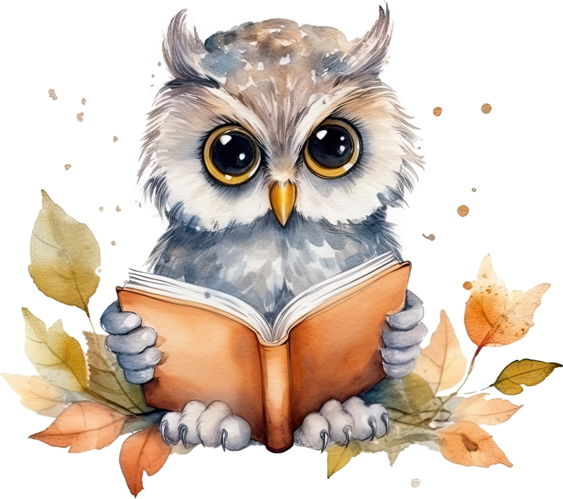Motivtransfer 7353 Eule liest ein Buch