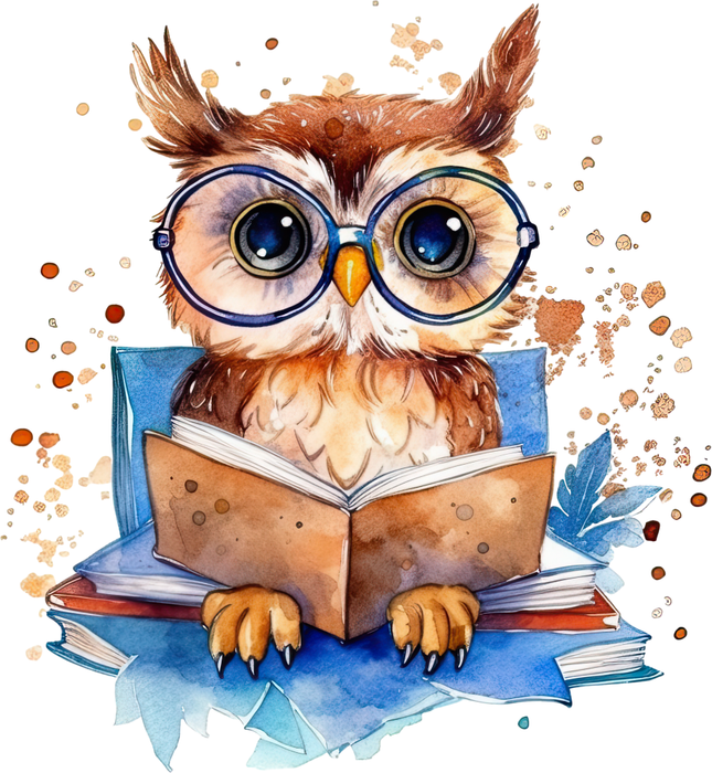 Motivtransfer 7355 Eule auf Büchern