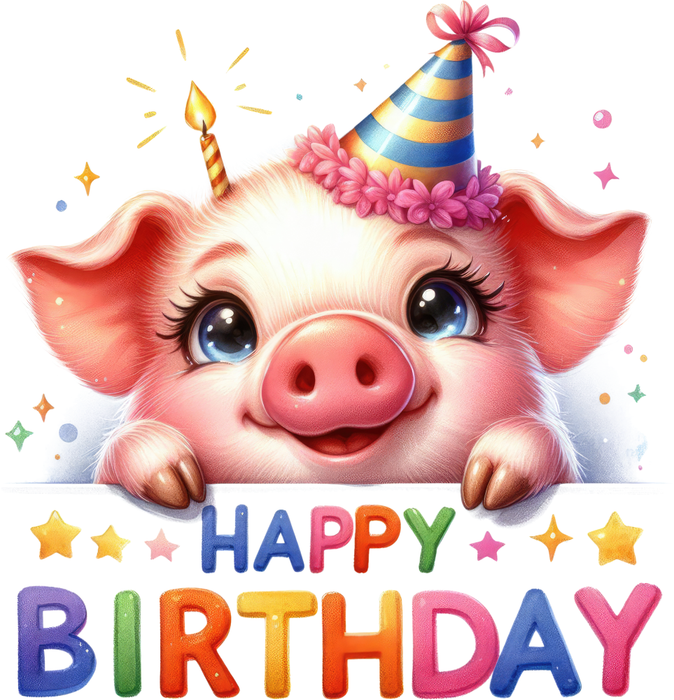 Motivtransfer 7364 Happy Birthday Schweinchen