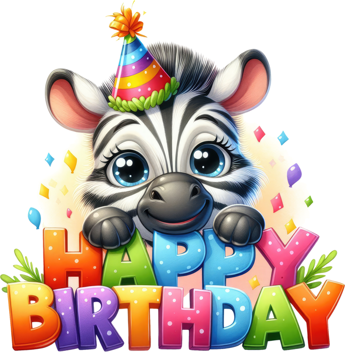 Motivtransfer 7368 Happy Birthday Zebra