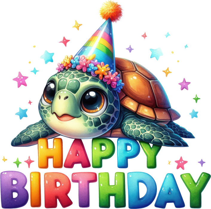 Motivtransfer 7370 Happy Birthday Schildkröte