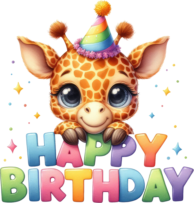 Motivtransfer 7372 Happy Birthday Giraffe