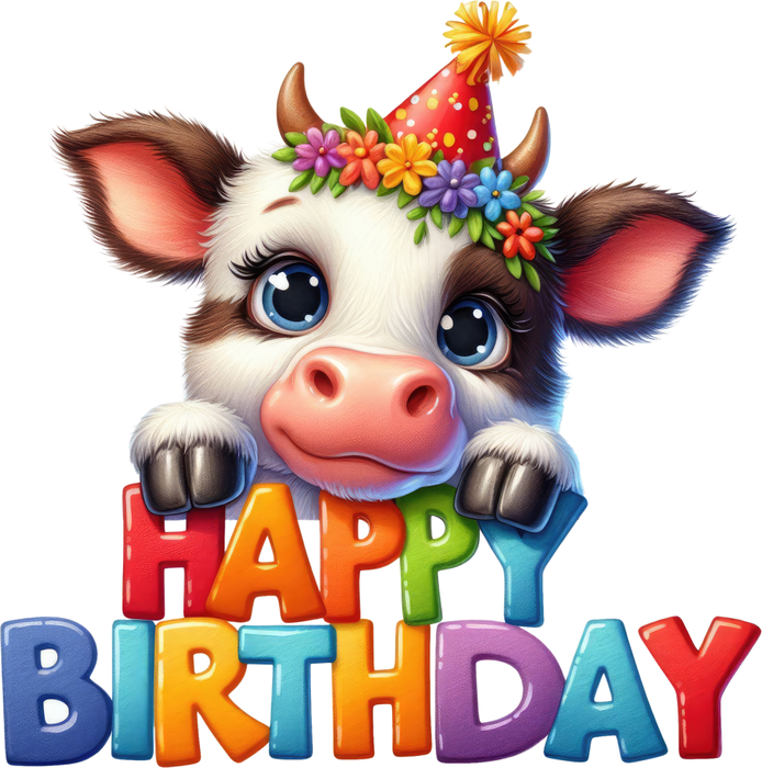 Motivtransfer 7378 Happy Birthday Kuh