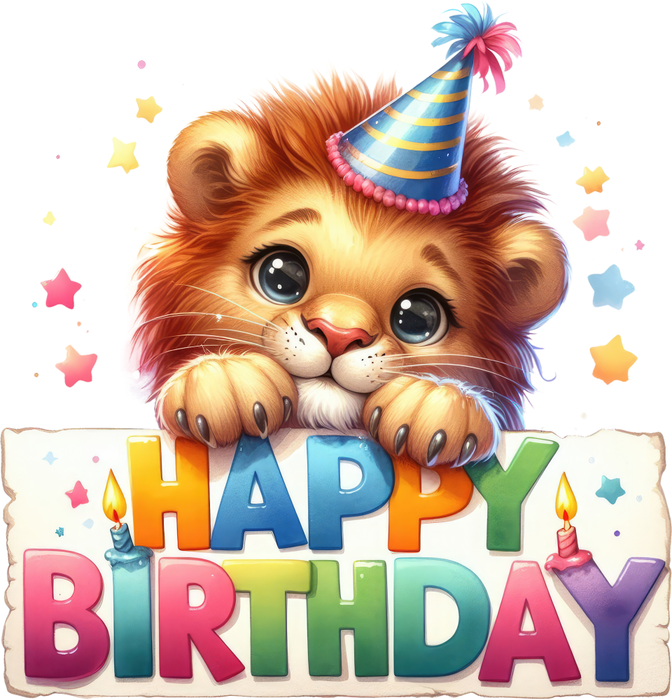 Motivtransfer 7380 Happy Birthday Löwe