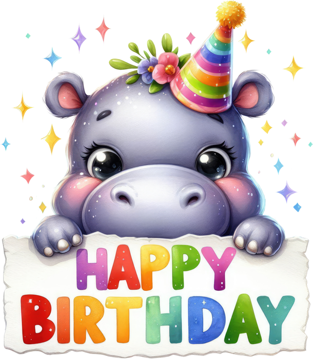 Motivtransfer 7381 Happy Birthday Nilpferd