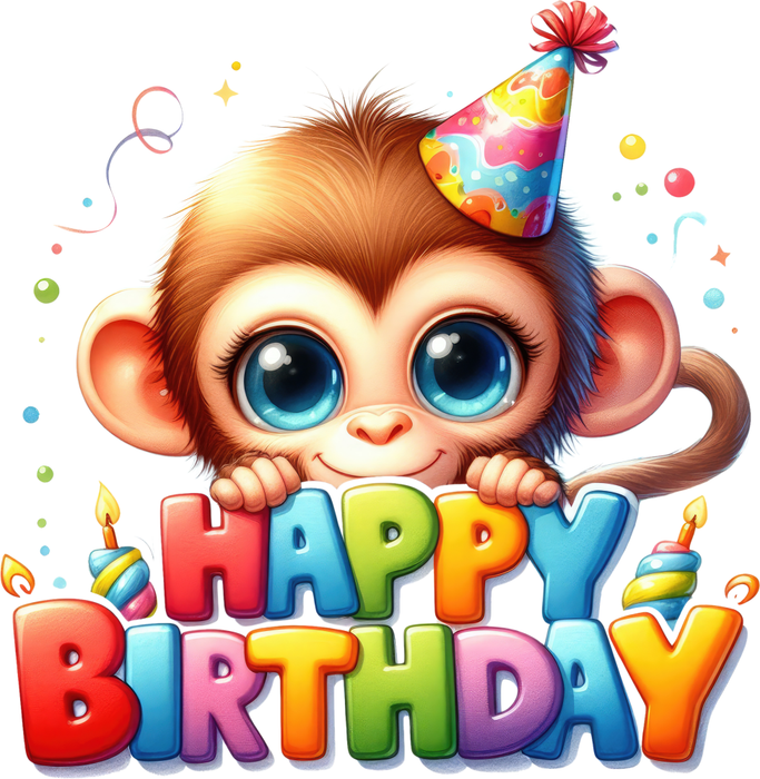 Motivtransfer 7382 Happy Birthday Affe