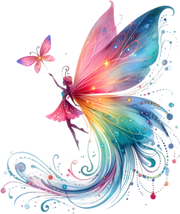 Motivtransfer 7529 Fee mit Regenbogenflügel