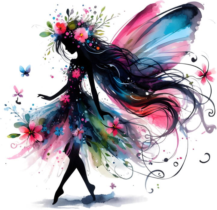 Motivtransfer 7535 Fee mit buntem Flügel