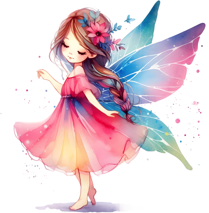 Motivtransfer 7536 Fee mit bunten Flügeln