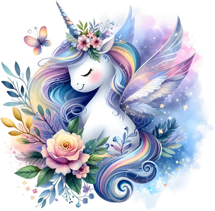 Motivtransfer 7541 Einhorn mit Blüten
