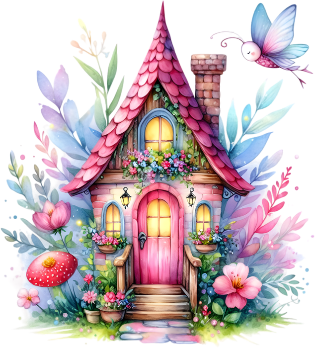 Motivtransfer 7547 Feenhaus mit Blüten