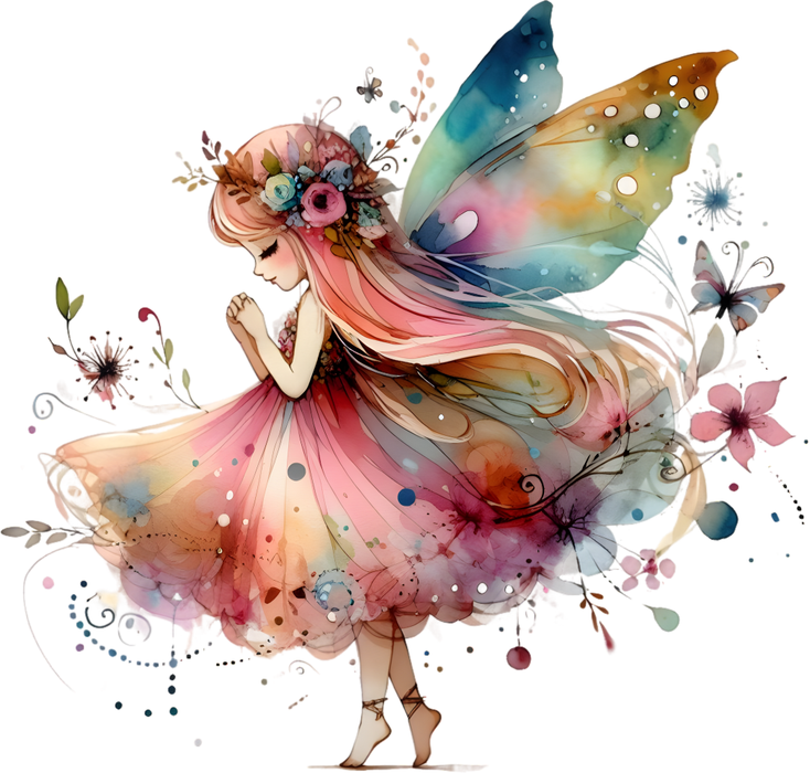 Motivtransfer 7597 Fee mit Schmetterlingen