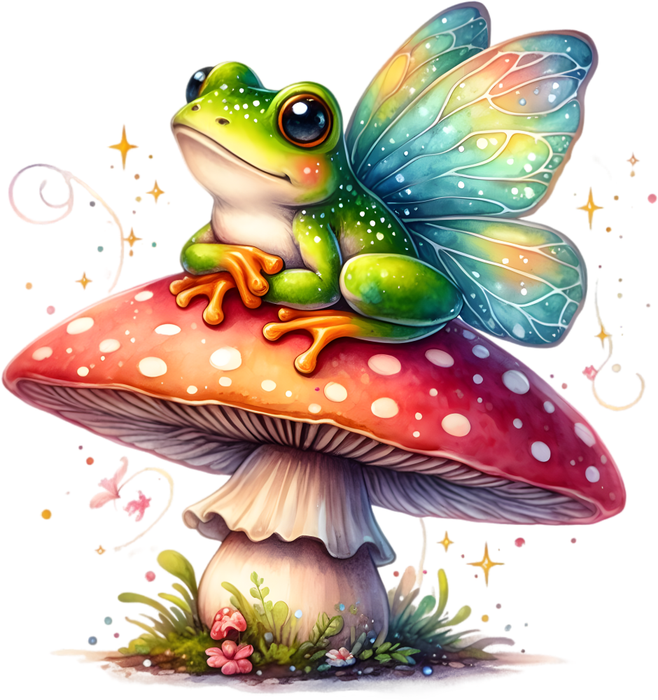 Motivtransfer 7600 Frosch mit Feenflügeln auf Pilz