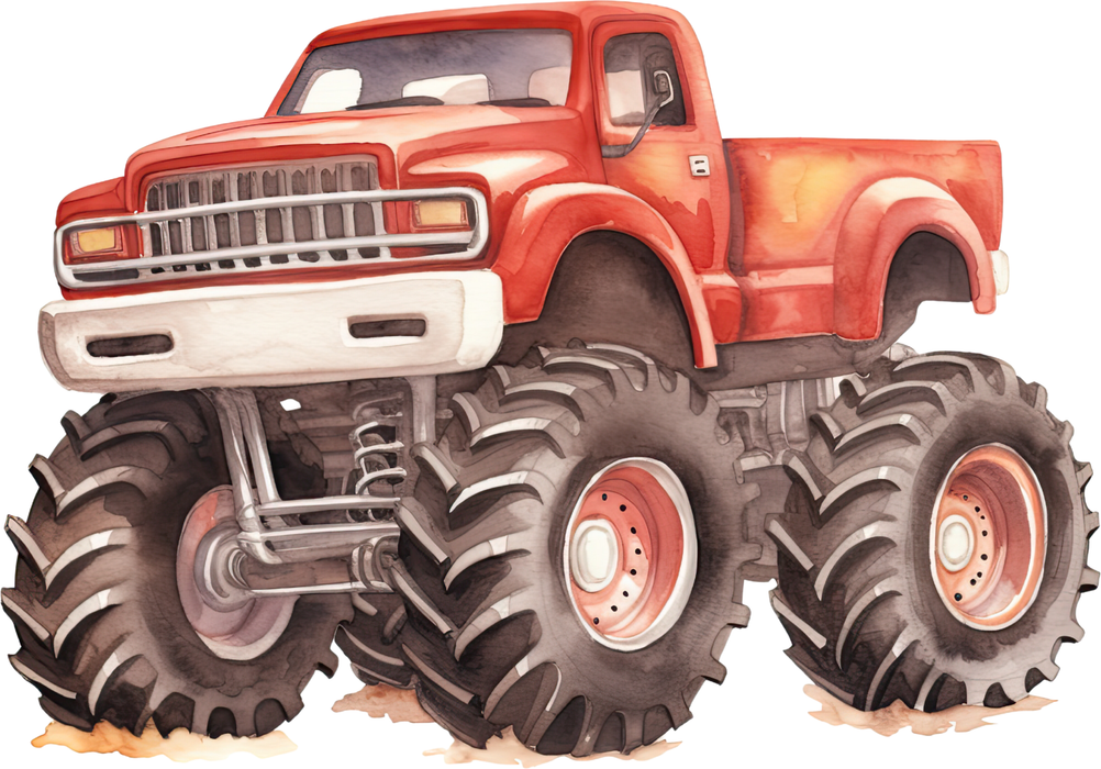 Motivtransfer 7607 Roter Monstertruck Watercolor