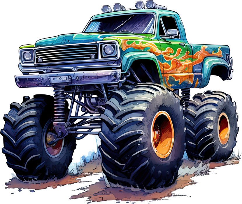 Motivtransfer 7608 Bunter Monstertruck Watercolor