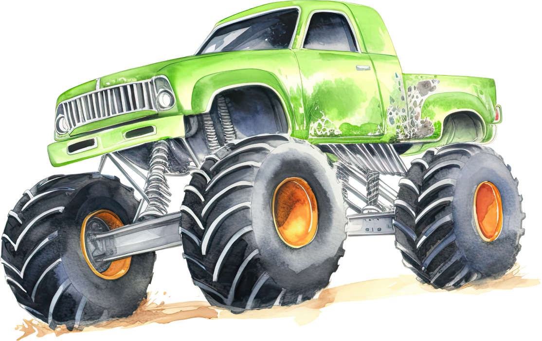 Motivtransfer 7614 Grüner Monstertruck Watercolor