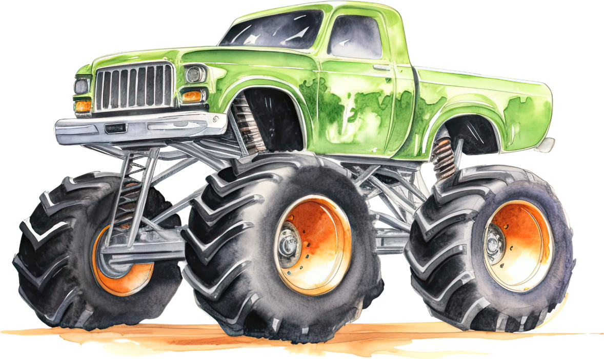 Motivtransfer 7616 Grüner Monstertruck Watercolor