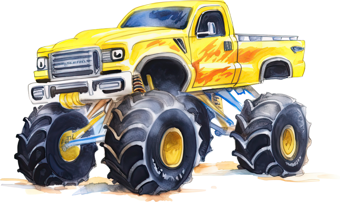 Motivtransfer 7618 Gelber Monstertruck Watercolor