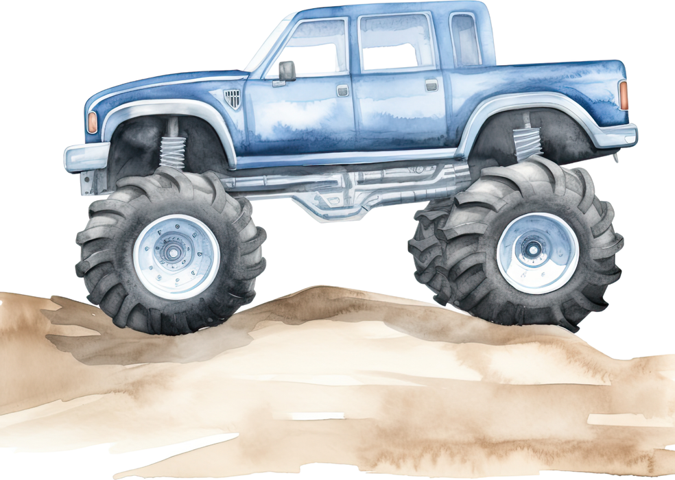 Motivtransfer 7619 Blauer Monstertruck Watercolor