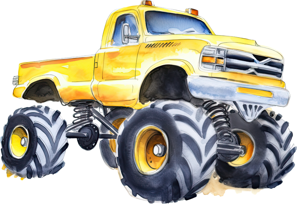 Motivtransfer 7620 Gelber Monstertruck Watercolor