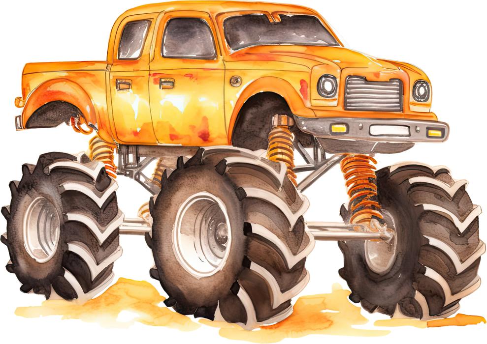 Motivtransfer 7622 Gelber Monstertruck Watercolor