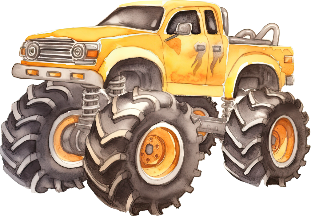Motivtransfer 7623 Gelber Monstertruck Watercolor