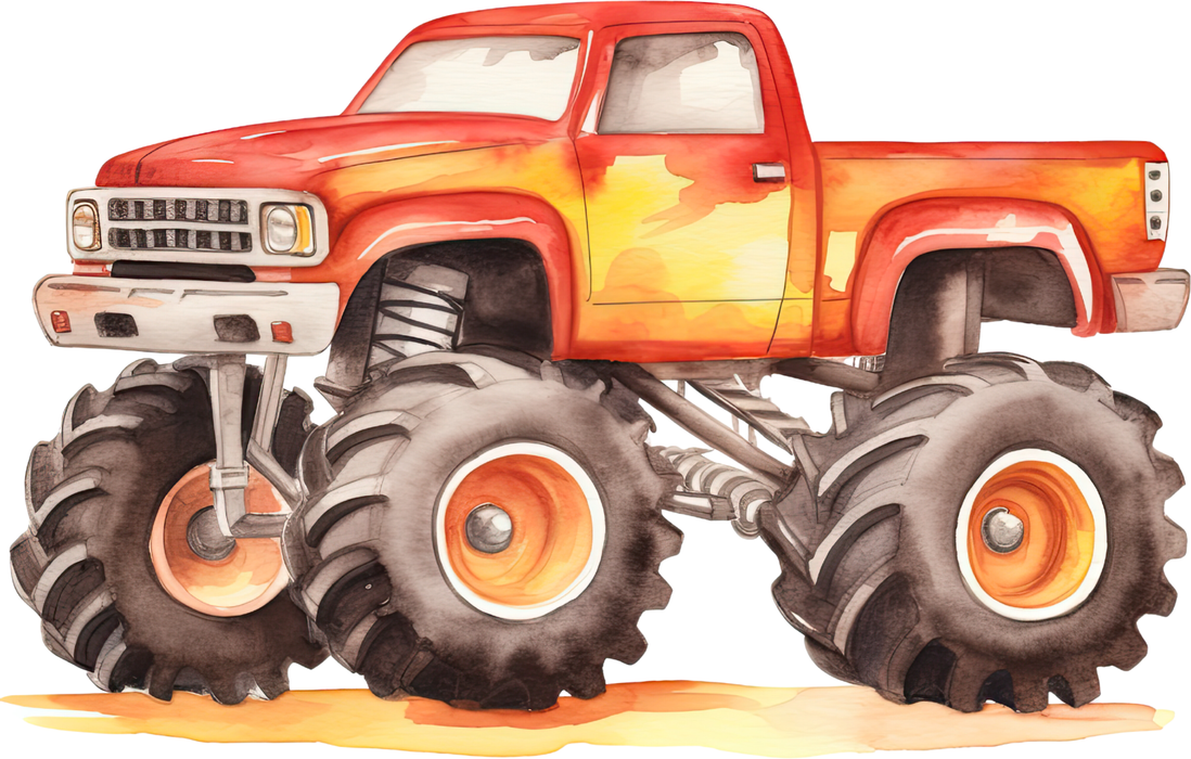 Motivtransfer 7624 Roter Monstertruck Watercolor