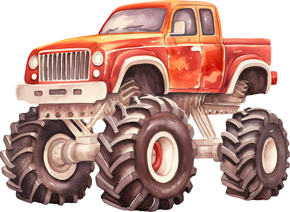 Motivtransfer 7625 Roter Monstertruck Watercolor