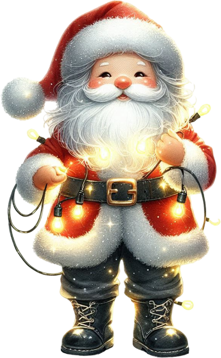 Motivtransfer 7627 Santa mit Lichterkette