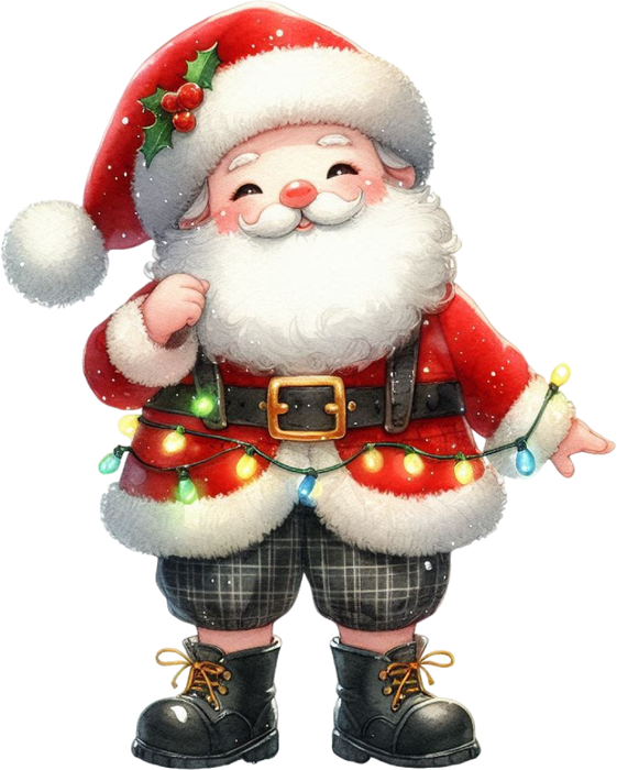 Motivtransfer 7629 Santa mit Lichtern