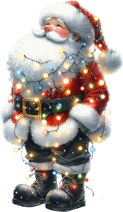 Motivtransfer 7630 Santa mit Lichterkette