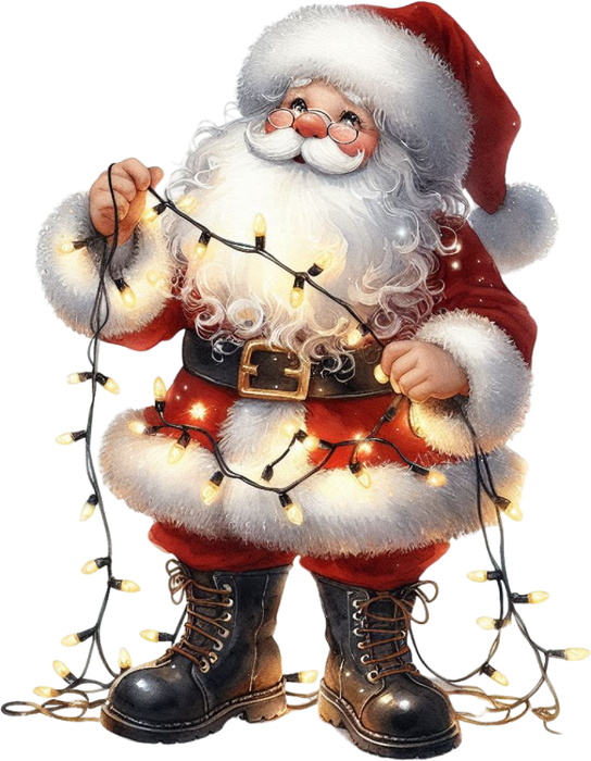 Motivtransfer 7631 Santa mit Lichterkette