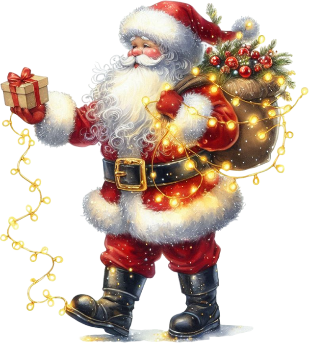 Motivtransfer 7642 Santa mit Geschenk in der Hand